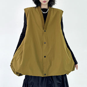 Bud Loose Solid Color V-neck Vest
