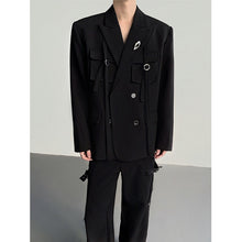 Load image into Gallery viewer, Ribbon-designed Padded-shoulder Suit Jacket
