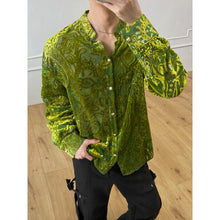 Load image into Gallery viewer, Vintage Floral Printed Velvet Metal Button Long Sleeve Shirt

