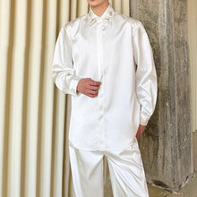 Load image into Gallery viewer, Rhinestone Striped Brocade Lapel Shirt
