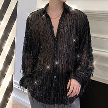 Load image into Gallery viewer, Fringed Sequined Mesh Shirt
