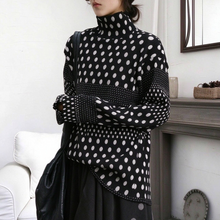 Load image into Gallery viewer, Women’s Ink-wash Polka Dot Turtleneck Pleated Base Layer Top
