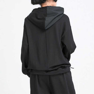 Contrast Panel Hooded Long Sleeve T-Shirt