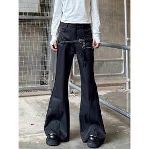 Deconstructed Draped Braided Belted Flared Pants