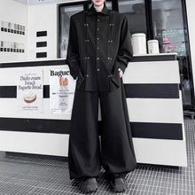 Load image into Gallery viewer, Iron Ring Shoulder Pad Pleated Shirt Wide-leg Pants Two-piece Suit
