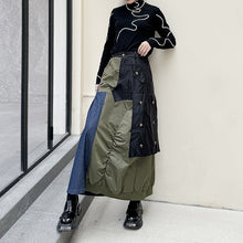Load image into Gallery viewer, High-waist Denim Contrast Skirt
