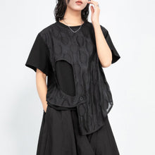 Load image into Gallery viewer, Asymmetric Round Neck Loose Fake Two-piece T-shirt

