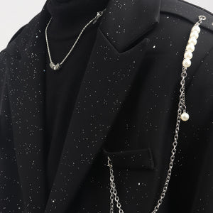 Pearl Necklace Loose Casual Blazer