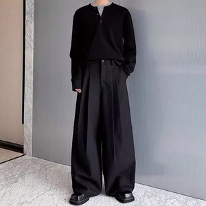 3D Heavyweight Wide-leg Casual Trousers