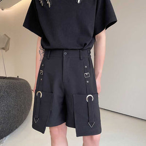 Multi-pocket Cropped Straight-leg Cargo Shorts