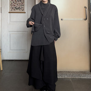 Irregular Patchwork Neck Scarf Long-sleeved Shirt