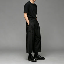 Load image into Gallery viewer, Japanese High-Waisted Wide-Leg Cropped Trousers
