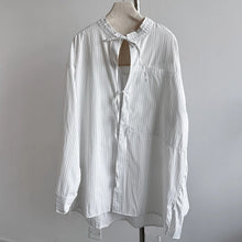 Load image into Gallery viewer, Deconstructed Drawstring Vertical Striped Loose Casual Shirt
