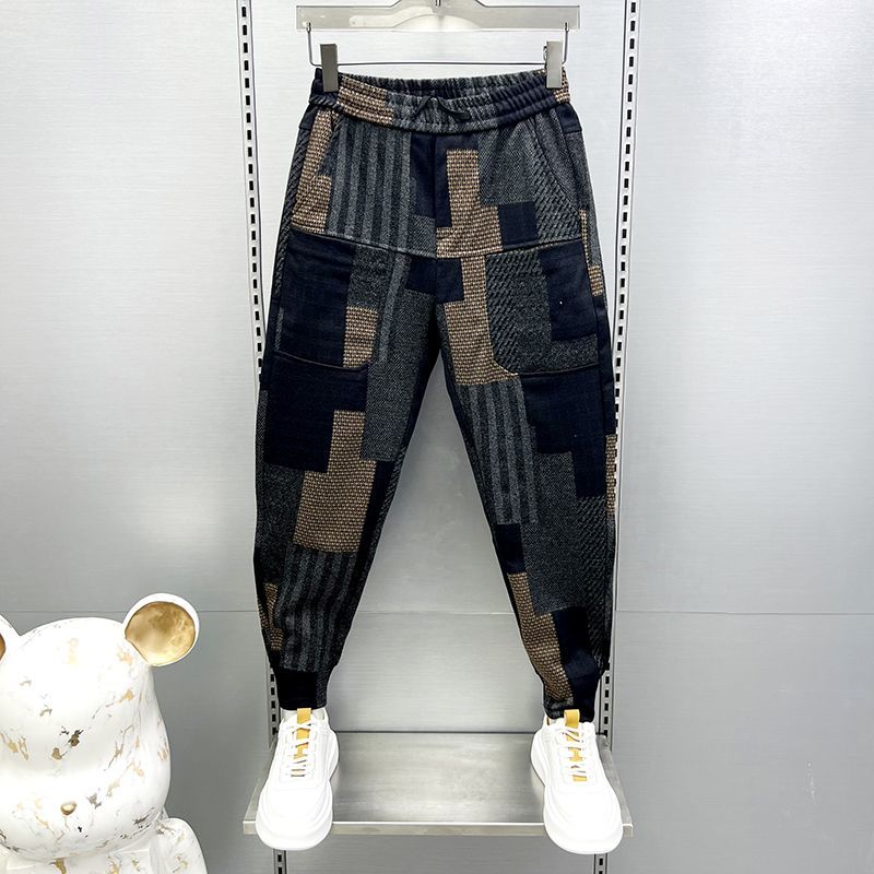Colored Plaid Casual Stretch Skinny Pants