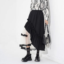 Load image into Gallery viewer, Contrast Color Panel Ruffled Mesh Skirt
