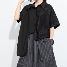 Load image into Gallery viewer, Women’s Patchwork Irregular Collar T-shirt
