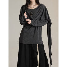 Load image into Gallery viewer, Asymmetrical Ribbon Long Sleeves T-Shirt
