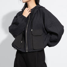 Load image into Gallery viewer, Loose-fitting Hooded Pocket Cargo Short Jacket
