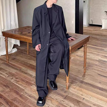 Load image into Gallery viewer, Lapel Shoulder Pads Long Trench Coat
