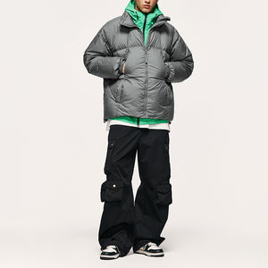 Solid Color High Collar Warm Down Jacket