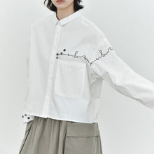 Load image into Gallery viewer, Women's Line Embroidered Collared Shirt
