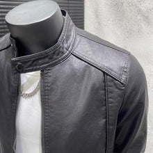 Load image into Gallery viewer, PU Stand Collar Slim Jacket
