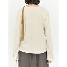 Load image into Gallery viewer, Women's Japanese Loose Graphic Striped Patchwork Crewneck T-shirt
