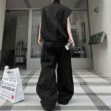 Load image into Gallery viewer, Stand-up Collar Zipper Denim Vest and Trousers Two-piece Set
