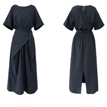 Load image into Gallery viewer, Cross-strap Short-sleeved Fitted Waist Dress
