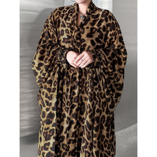 Load image into Gallery viewer, Women's Leopard Print Loose Belted Batwing Sleeve Dress
