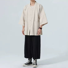Load image into Gallery viewer, Cotton Three Quarter Sleeve Zen Cardigan Shirt
