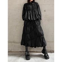 Load image into Gallery viewer, Women's Japanese Deconstructed Ruched Zip Up Top Tiered Maxi Skirt Two-piece Set

