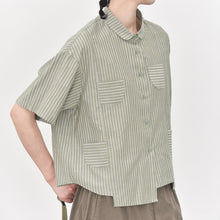 Load image into Gallery viewer, Women's Casual Retro Striped Short-sleeved Shirt

