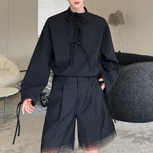 Load image into Gallery viewer, Multi-ribbon Loose Sweatshirt Detachable Mesh Shorts
