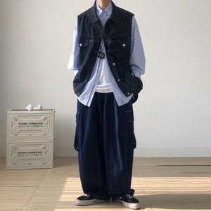 Multi-pocket Japanese Workwear Denim Vest