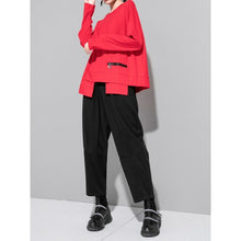 Load image into Gallery viewer, Women's Zipper Detail Paneled Loose Long Sleeve Top
