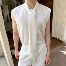 Load image into Gallery viewer, Sleeveless Satin Waistcoat Shirt
