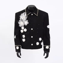 Load image into Gallery viewer, 3D Floral Beaded Shoulder-padded Jacket
