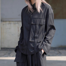 Load image into Gallery viewer, Loose Black Long-sleeved Shirt and Skirt Two-piece Suit
