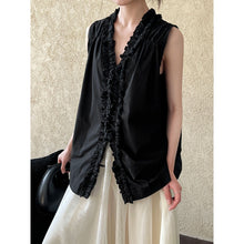 Load image into Gallery viewer, Women's Ruffle Trim Petal Collar Sleeveless Blouse
