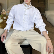 Load image into Gallery viewer, French Diamond Sequin Ruffle Patchwork Shirt
