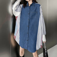 Load image into Gallery viewer, Vintage Patchwork Denim Long-sleeved Shirt
