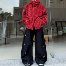 Load image into Gallery viewer, Christmas Red Hooded Lambswool Eco-friendly Faux Fur Coat
