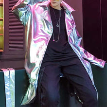 Load image into Gallery viewer, Glossy Reflective Stage Performance Trench Coat
