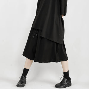 Casual Loose-fitting Wide-leg Cropped Trousers