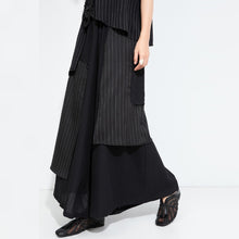 Load image into Gallery viewer, Women's Striped Spliced Elastic-waist faux Two-piece Culottes
