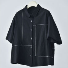 Load image into Gallery viewer, Women's Japanese Minimalist Zigzag Stitch Short Sleeve Shirt
