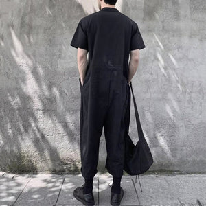 Men's Summer Black Loose Jumpsuit