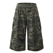 Load image into Gallery viewer, American Camouflage Multi-pocket Loose Cropped Shorts

