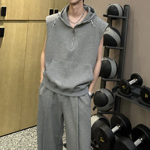 Load image into Gallery viewer, Hooded Shoulder Padded Vest Loose Sports Pants Two-Piece Set

